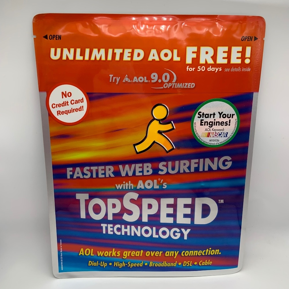 Vintage Unlimited AOL NASCAR Race Old Technology Giveaway Disc Sealed